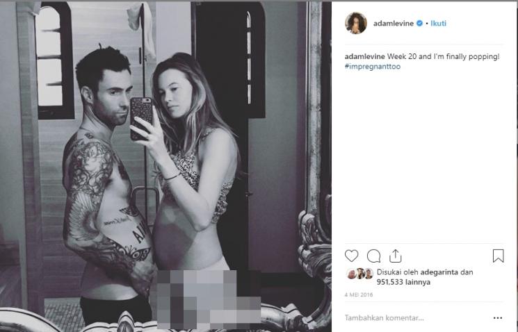 Adam Levina pamerkan perut buncit. (Instagram/@adamlevine)
