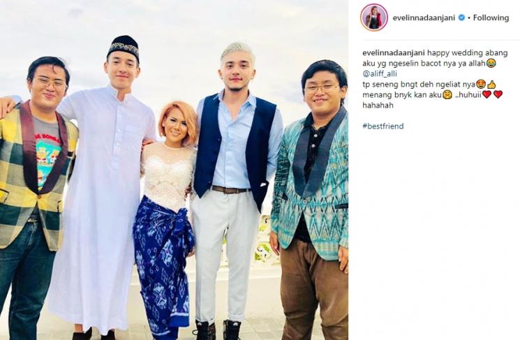 Evelin Nada Anjani saat menghadiri pernikahan Aliff Alli. (Instagram/@evelinnadaanjani)