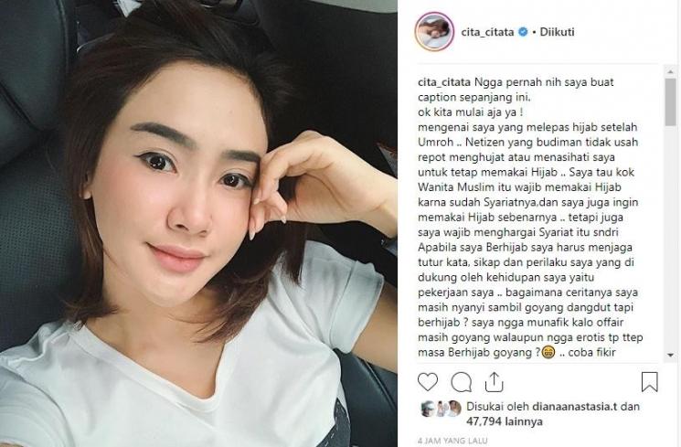 Cita Citata jelaskan alasan tak berhijab usai umrah. (Instagram/@cita_citata)