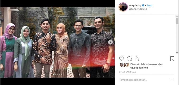 Pertunangan Miqdad Addausy dan Nadya Fricella. (Instagram/@miqdadsy)