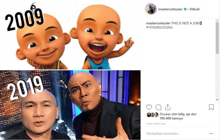 10 Years Challenge Deddy Corbuzier. (Instagram/@mastercobuzier)