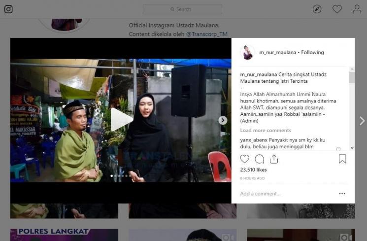Video Ustaz Maulana dan Oki Setiana Dewi. [Instagram/@m_nur_maulana]