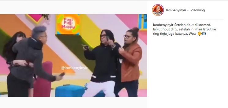 Billy Syahputra dan Indra Tarigan nyaris adu jotos di acara Pagi Pagi Pasti Happy. (Instagram/@lambenyinyir)