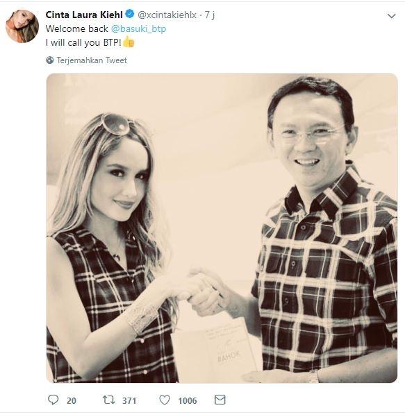 Ungkapan sambutan selebriti Tanah Air atas kebebasan Basuki Tjahaja Purnama. (Twitter/@xcintakiehlx)