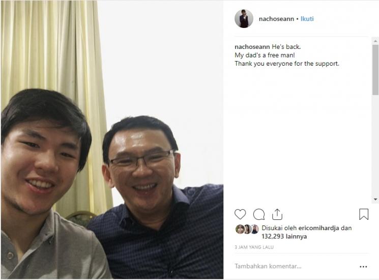 Nicholas Sean dan Basuki Tjahaja Purnama. (Instagram/@nachoseann)