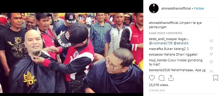 Ahmad Dhani dan Fadli Zon lakukan aksi cukur rambut di Garut. [Instagram]
