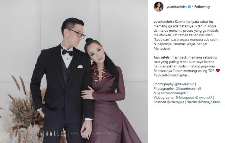 Foto Prewedding Yuanita Christiani. (Instagram/@yuanitachrist)