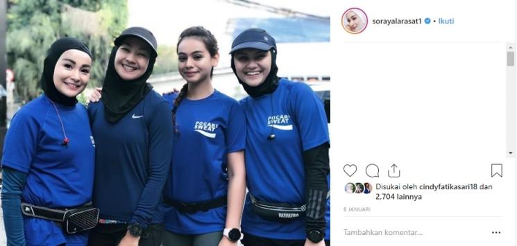 Geng lari ibu-ibu seleb. (Instagram/@sorayalarasat1)