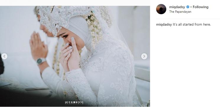 Momen pernikahan Miqdad Addausy dan Nadya Fricella. (Instagram/@miqdadsy)