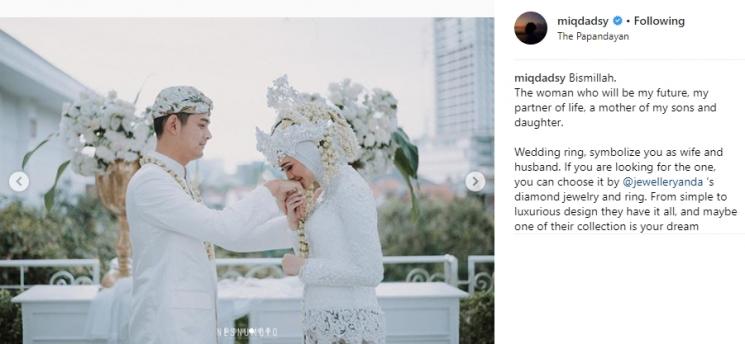 Momen pernikahan Miqdad Addausy dan Nadya Fricella. (Instagram/@miqdadsy)