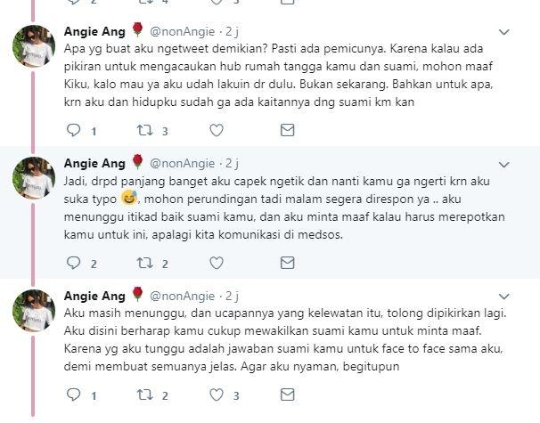 Tanggapan Kyku dibalas Angie Ang. (Twitter)