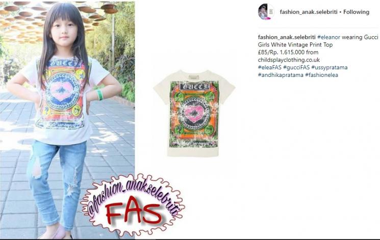 Harga fashion item Eleanor. (Instagram/@fashion_anak.selebriti)