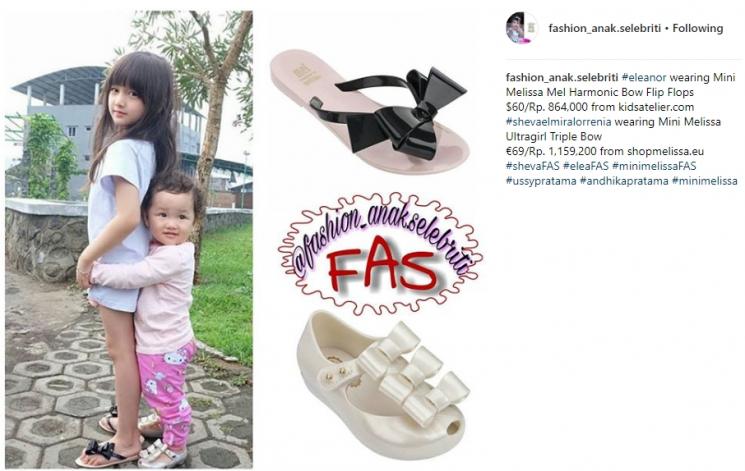 Harga fashion item Eleanor. (Instagram/@fashion_anak.selebriti)