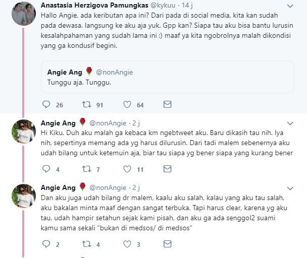 Tanggapan Kyku dibalas Angie Ang. (Twitter)