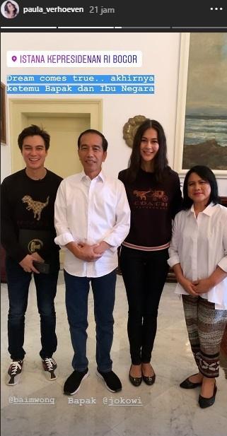 Baim Wong dan Paula Verhoeven bertemu Presiden Jokowi. (Instagram/@paula_verhoeven)