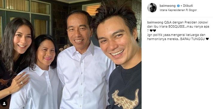 Baim Wong dan Paula Verhoeven bertemu Presiden Jokowi. (Instagram/@baimwong)