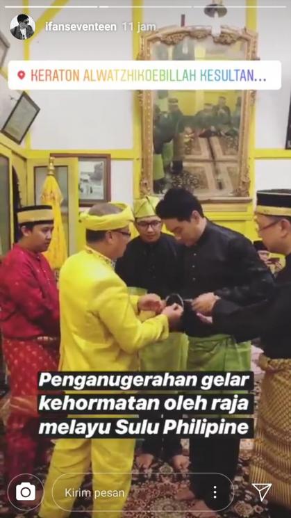 Ifan Seventeen dianugerahi gelar kehormatan oleh Raja Melayu Sulu Filipina. (Instagram/@ifanseventeen)