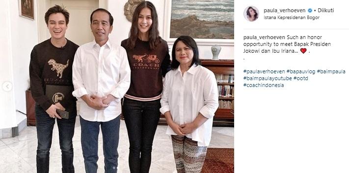 Baim Wong dan Paula Verhoeven bertemu Presiden Jokowi. (Instagram/@paula_verhoeven)