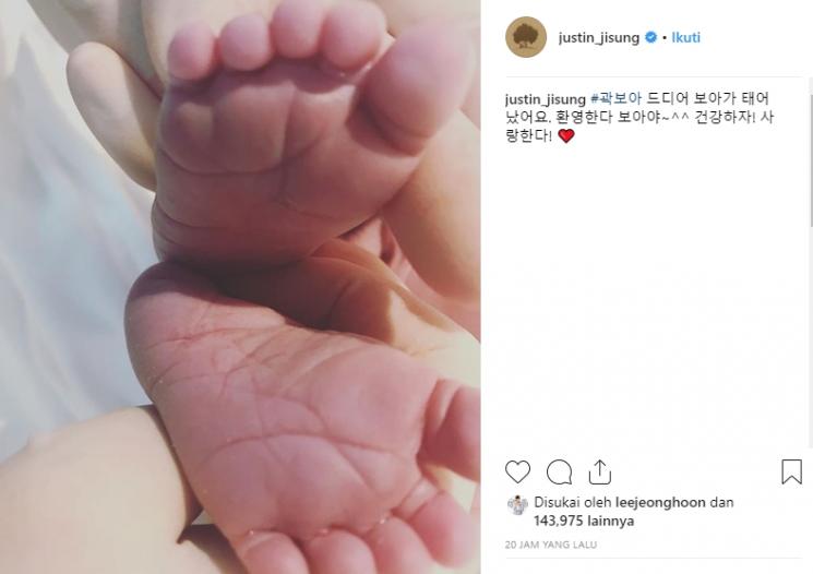 Anak kedua Ji Sung dan Lee Bo Young (Instagram/@justin_jisung)