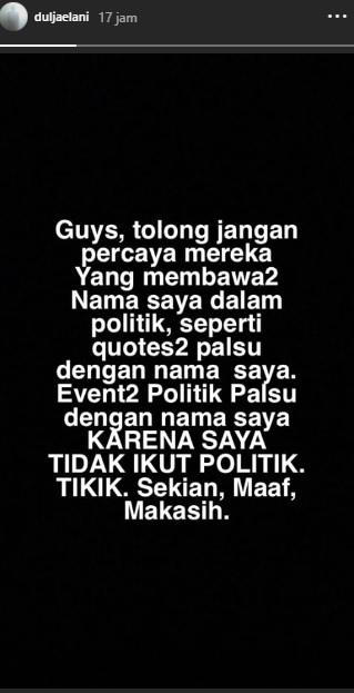 Postingan Dul Jaelani. (Instagram/@duljaelani)