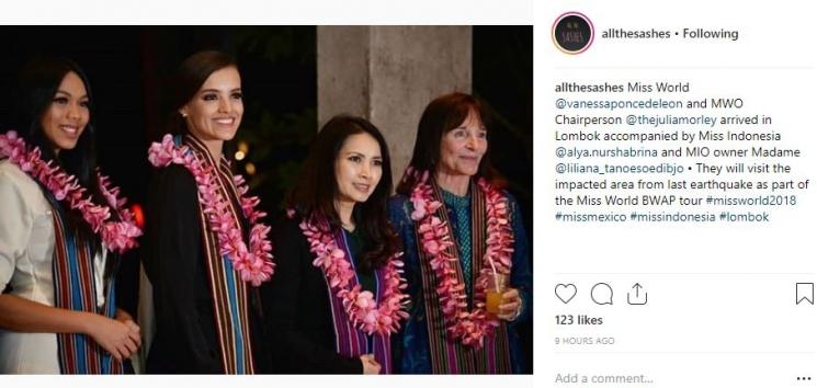 Vanessa Ponce de Leon, Miss World 2018 bersama Liliana Tanoesoedibjo. (Instagram/@allthesashes)