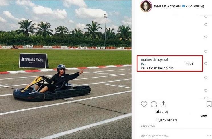 Maia menegaskan dirinya tak berpolitik - (Instagram/@maiaestiantyreal)
