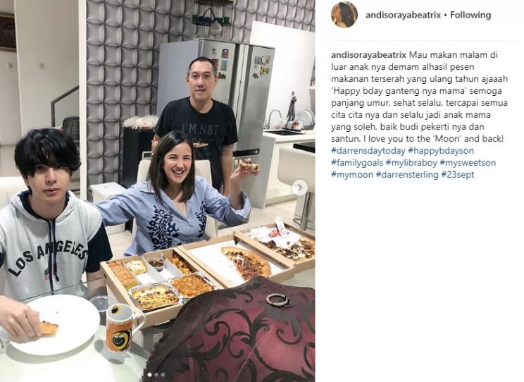 Ulang tahun Darren Starling. (Instagram/@andisorayabeatrix)