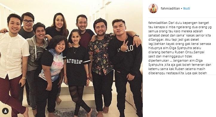 Kebersamaan Fahmi Aditian dan teman-temannya dengan Ruben Onsu. (Instagram/@fahmiaditian)