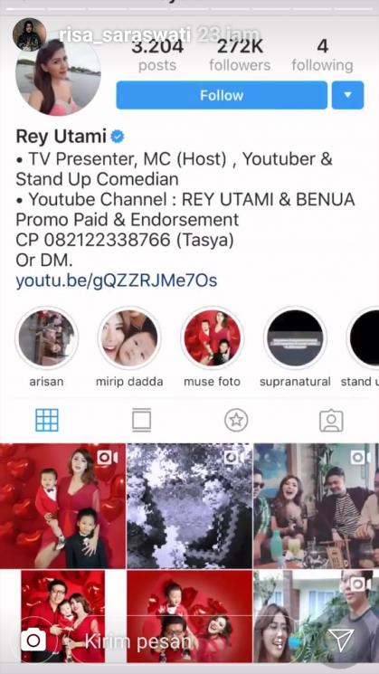 screenshot dari akun Instagram @risa_saraswati