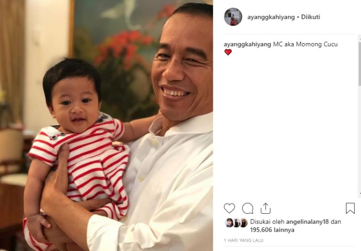 Jokowi gendong Sedah Mirah (Instagram/@ayanggkahiyang)