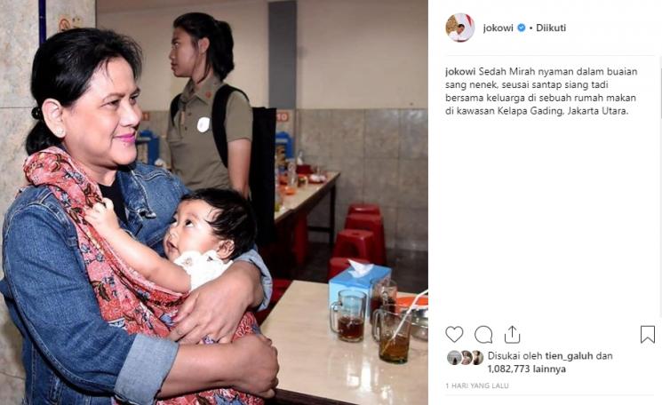 Ibu Iriana Jokowi gendong Sedah Mirah (Instagram/@ayanggkahiyang)