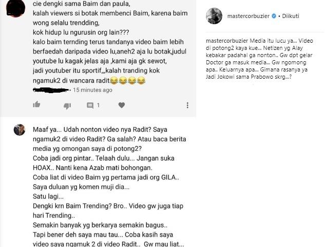 Postingan Deddy Corbuzier. (Instagram/@mastercorbuzier)