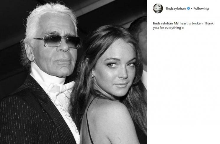 Lindsay Lohan dan Karl Lagerfeld. (Instagram/@lindsaylohan)