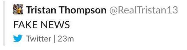 Cuitan Tristan Thompson setelah rumor perselingkuhan ramai. (Twitter)
