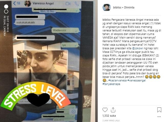 Postingan pacar Vanessa Angel, Bibi. (Instagram/@bibliss)