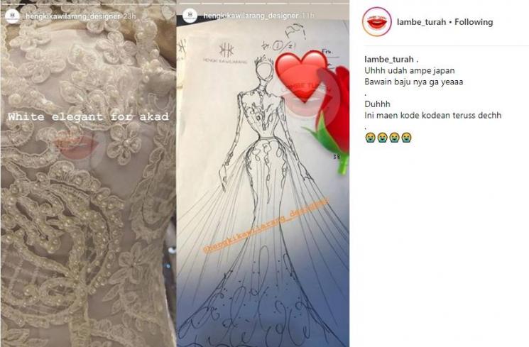 Hengki Kawilarang bocorkan yang diduga gaun akad Syahrini. (Instagram/lambe_turah)