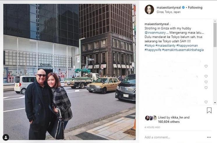 Unggahan Maia Estianty bersama Irwan Mussry di Jepang (Instagram @maiaestiantyreal)