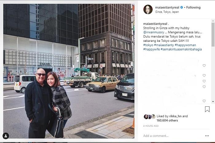 Unggahan Maia Estianty bersama Irwan Mussry di Jepang (Instagram @maiaestiantyreal)