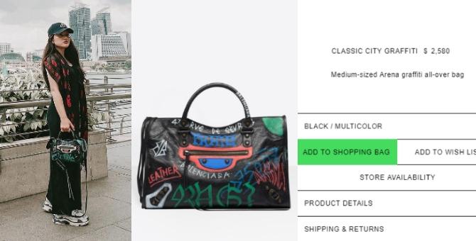 Tas mewah merek Balenciaga milik Marsha Aruan. (Instagram/@aruanmarsha, balenciaga.com)