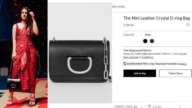 Tampilan elegan Marsha Aruan dengan tas Burberry. (Instagram/@aruanmarsha, burberry.com)