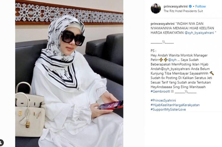 Syahrini dengan outfit serba putih. (Instagram/@princessyahrini)