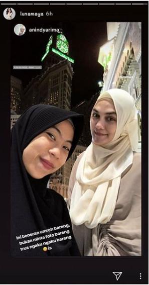 Luna Maya dengan hijab pashmina. (Instagram/@lunamaya)