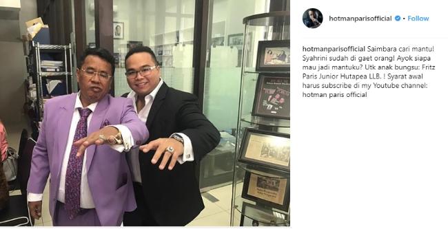 Hotman Paris buat sayembara cari menantu untuk anak bungsunya. (Instagram/@hotmanparisofficial)