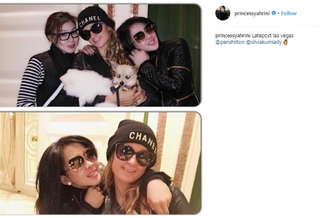 Syahrini selfie bareng Paris Hilton. (Instagram/@princessyahrini)