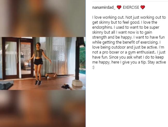 Nana Mirdad skipping. (Instagram/@nanamirdad)