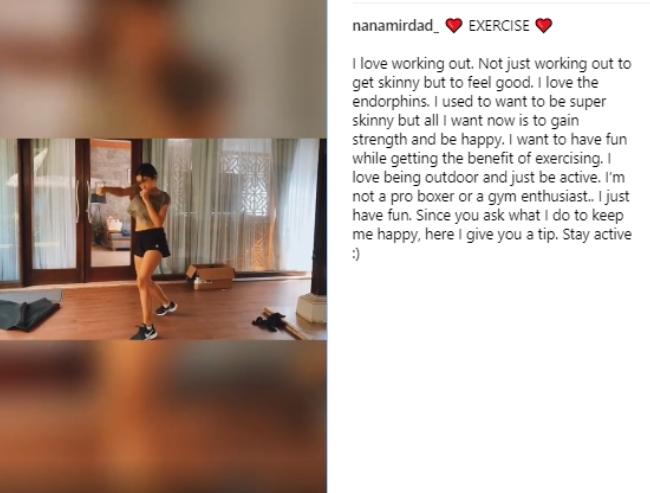 Rutinitas Nana Mirdad shadow boxing, (Instagram/@nanamirdad)