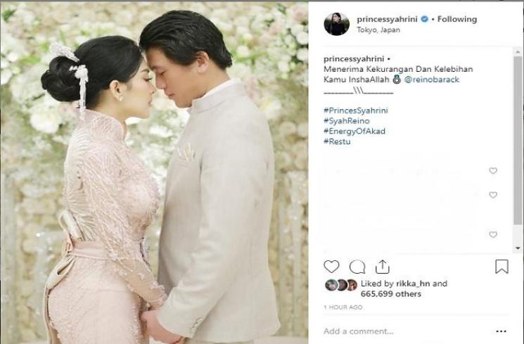 Syahrini unggah foto saat dirinya tunangan dengan Reino Barack (Instagram @princesssyahrini)