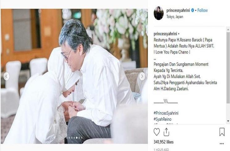 Syahrini dan Ayah Reino Barack (Instagram @princesssyahrini)