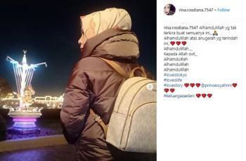 Menikmati pemandangan malam Tokyo. (Instagram/@rina.rosdiana.7547)
