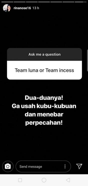 Rina Nose Tanggapi pernikahan Syahrini (Instagram/@rinanose16)